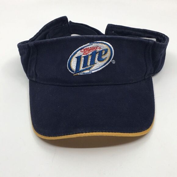 Vintage Miller Light Navy Visor Hat 100% Cotton with Velcro Backstrap - Picture 12 of 12